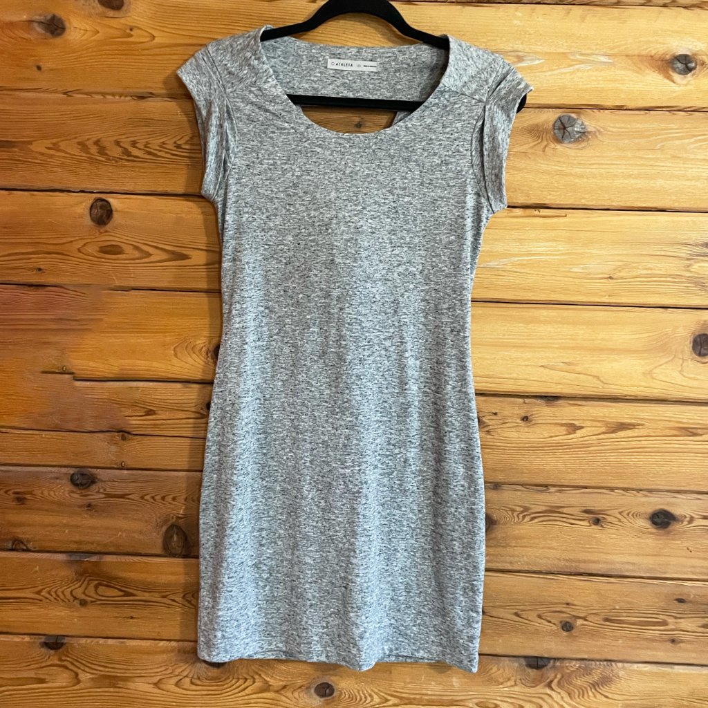 Athleta Cap Sleeve Keyhole Back Dress Grey Size Extra Small